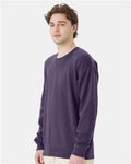 Hanes GDH400 Unisex Garment-Dyed Crewneck Sweatshirt - Grape Soda - model side