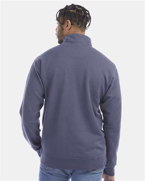 Hanes GDH425 Unisex Garment-Dyed Quarter-Zip Sweatshirt - Anchor Slate - model back