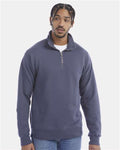 Hanes GDH425 Unisex Garment-Dyed Quarter-Zip Sweatshirt - Anchor Slate - model front