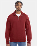 Hanes GDH425 Unisex Garment-Dyed Quarter-Zip Sweatshirt - Cayenne - model front
