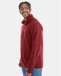 Hanes GDH425 Unisex Garment-Dyed Quarter-Zip Sweatshirt - Cayenne - model side