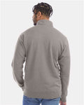 Hanes GDH425 Unisex Garment-Dyed Quarter-Zip Sweatshirt - Concrete Grey - model back