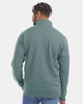 Hanes GDH425 Unisex Garment-Dyed Quarter-Zip Sweatshirt - Cypress Green - model back