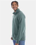 Hanes GDH425 Unisex Garment-Dyed Quarter-Zip Sweatshirt - Cypress Green - model side