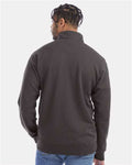 Hanes GDH425 Unisex Garment-Dyed Quarter-Zip Sweatshirt - New Railroad Grey - model back