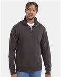 Hanes GDH425 Unisex Garment-Dyed Quarter-Zip Sweatshirt - New Railroad Grey - model front