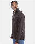 Hanes GDH425 Unisex Garment-Dyed Quarter-Zip Sweatshirt - New Railroad Grey - model side