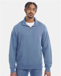 Hanes GDH425 Unisex Garment-Dyed Quarter-Zip Sweatshirt - Saltwater - model front