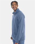 Hanes GDH425 Unisex Garment-Dyed Quarter-Zip Sweatshirt - Saltwater - model side