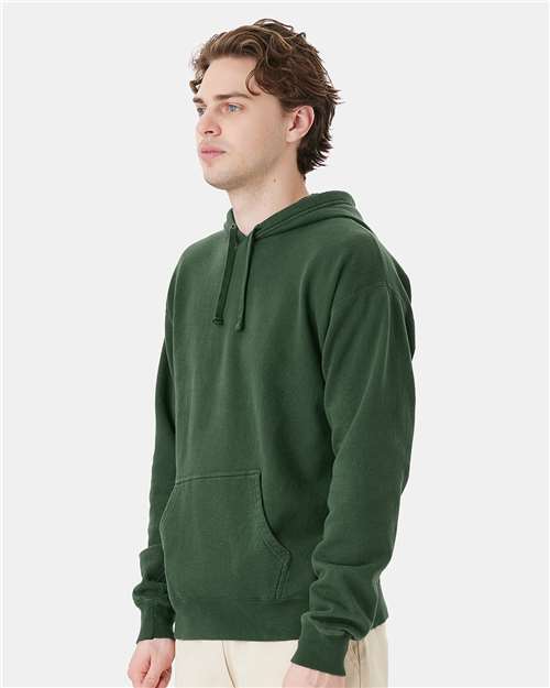 Hanes GDH450 Unisex Garment-Dyed Hooded Sweatshirt - Field Green - model side