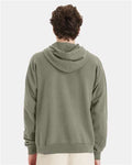 Hanes GDH450 Unisex Garment-Dyed Hooded Sweatshirt - Faded Fatigue - model back