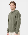 Hanes GDH450 Unisex Garment-Dyed Hooded Sweatshirt - Faded Fatigue - model side
