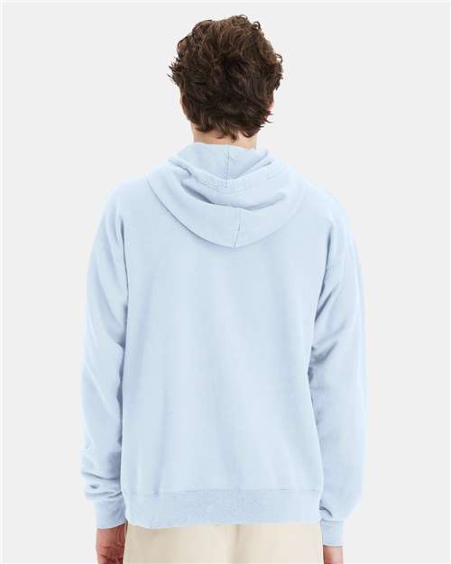 Hanes GDH450 Unisex Garment-Dyed Hooded Sweatshirt - Soothing Blue - model back