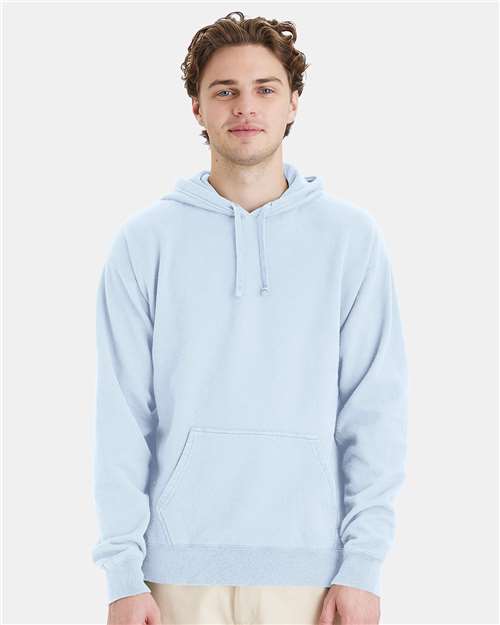 Hanes GDH450 Unisex Garment-Dyed Hooded Sweatshirt - Soothing Blue - model front