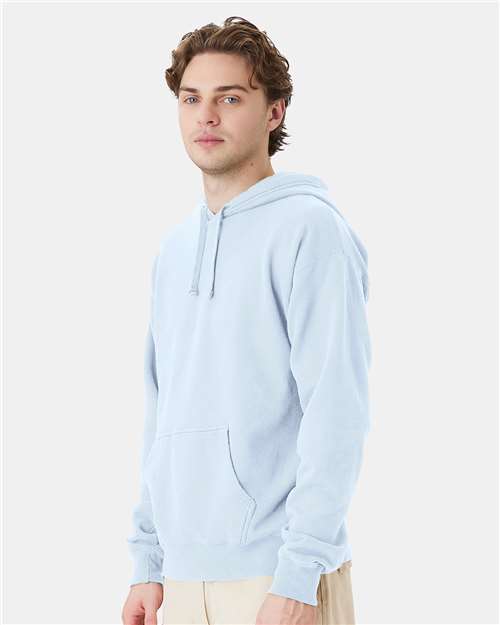 Hanes GDH450 Unisex Garment-Dyed Hooded Sweatshirt - Soothing Blue - model side