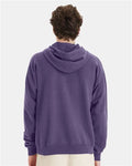 Hanes GDH450 Unisex Garment-Dyed Hooded Sweatshirt - Grape Soda - model back