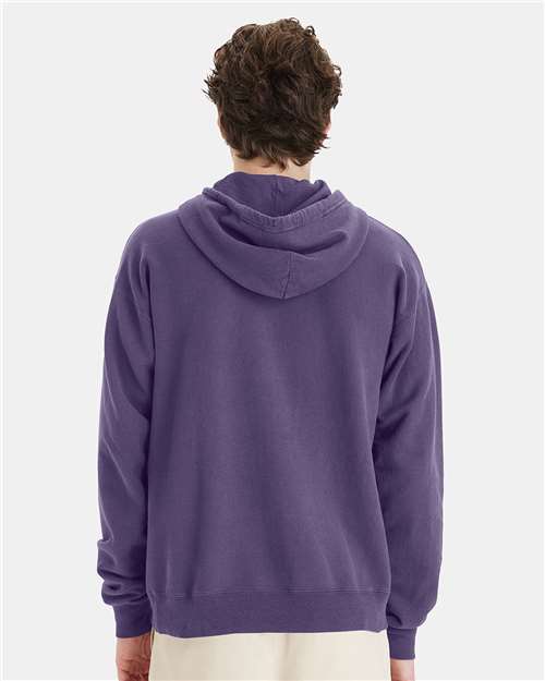 Hanes GDH450 Unisex Garment-Dyed Hooded Sweatshirt - Grape Soda - model back