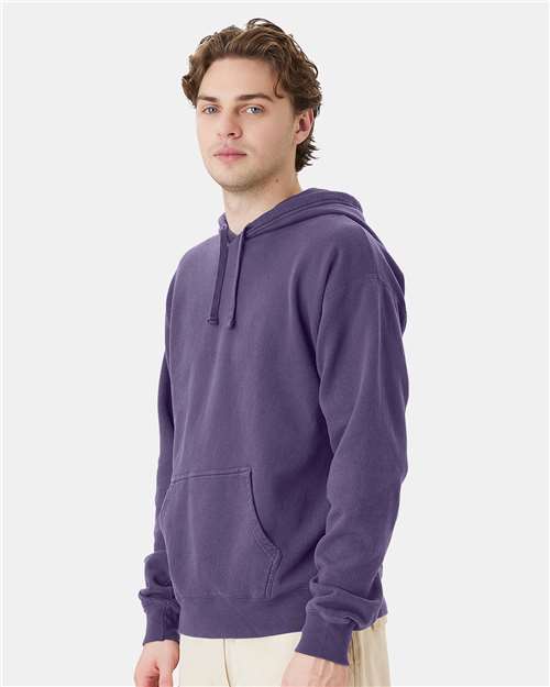 Hanes GDH450 Unisex Garment-Dyed Hooded Sweatshirt - Grape Soda - model side