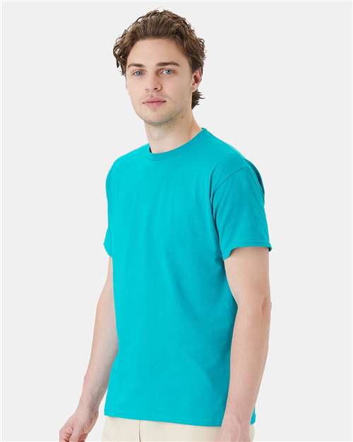 Hanes 5280 Essential-T T-Shirt - Athletic Teal - model side