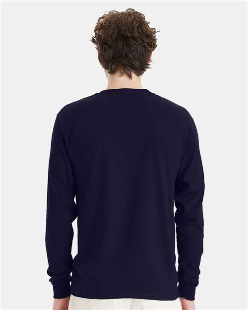 Hanes 5286 Essential-T Long Sleeve T-Shirt - Athletic Navy - model back