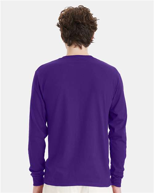 Hanes 5286 Essential-T Long Sleeve T-Shirt - Athletic Purple - model back