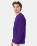 Hanes 5286 Essential-T Long Sleeve T-Shirt - Athletic Purple - model side