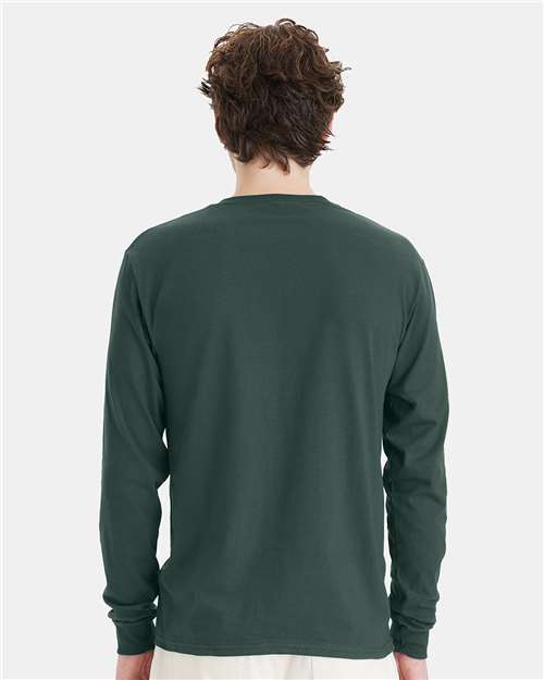 Hanes 5286 Essential-T Long Sleeve T-Shirt - Athletic Dark Green - model back