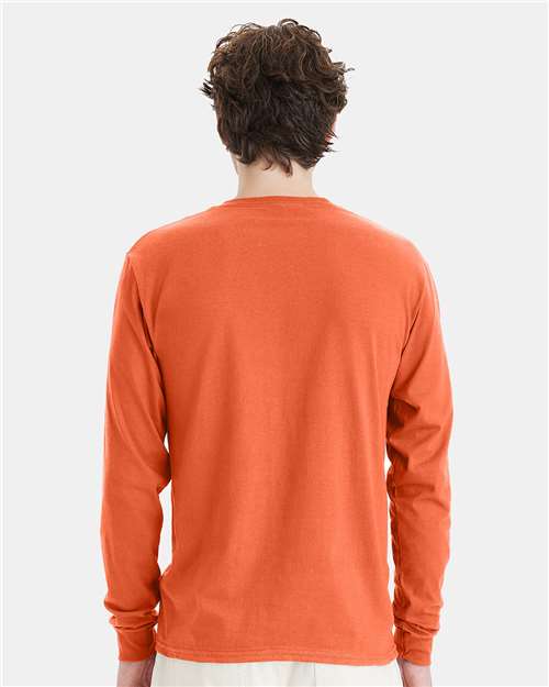 Hanes 5286 Essential-T Long Sleeve T-Shirt - Texas Orange - model back