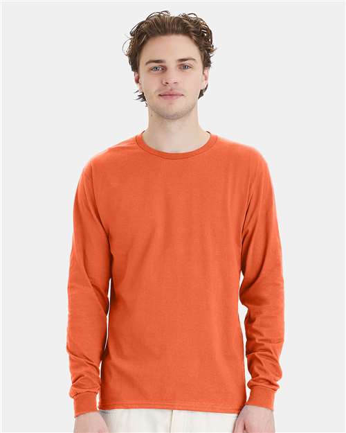 Hanes 5286 Essential-T Long Sleeve T-Shirt - Texas Orange - model front