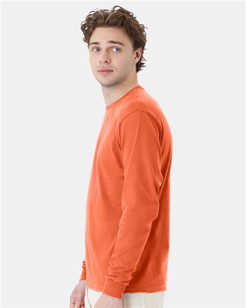 Hanes 5286 Essential-T Long Sleeve T-Shirt - Texas Orange - model side