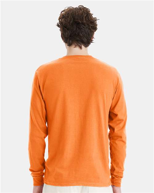 Hanes 5286 Essential-T Long Sleeve T-Shirt - Tennessee Orange - model back