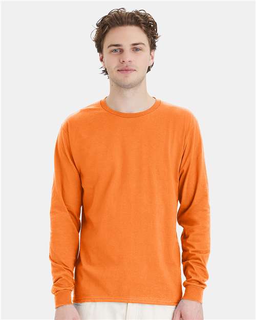 Hanes 5286 Essential-T Long Sleeve T-Shirt - Tennessee Orange - model front