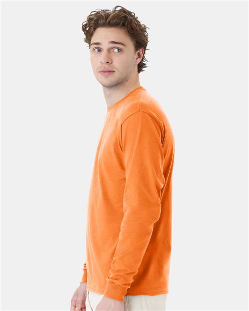 Hanes 5286 Essential-T Long Sleeve T-Shirt - Tennessee Orange - model side