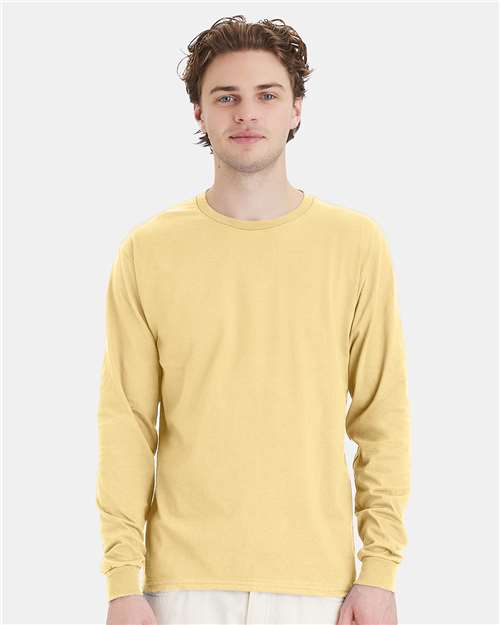Hanes 5286 Essential-T Long Sleeve T-Shirt - Athletic Gold - model front