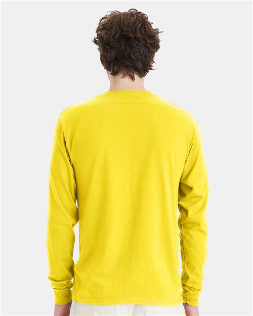 Hanes 5286 Essential-T Long Sleeve T-Shirt - Athletic Yellow - model back