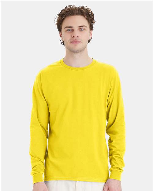 Hanes 5286 Essential-T Long Sleeve T-Shirt - Athletic Yellow - model front