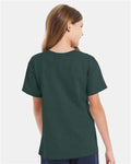 Hanes 5480 Youth Essential-T T-Shirt - Athletic Dark Green - model back