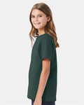 Hanes 5480 Youth Essential-T T-Shirt - Athletic Dark Green - model side