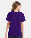 Hanes 5480 Youth Essential-T T-Shirt - Athletic Purple - model back