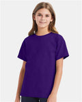 Hanes 5480 Youth Essential-T T-Shirt - Athletic Purple - model front