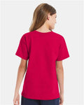 Hanes 5480 Youth Essential-T T-Shirt - Athletic Crimson - model back