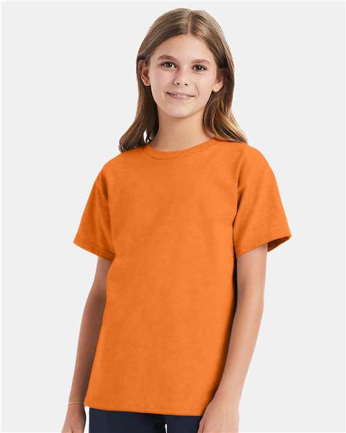 Hanes 5480 Youth Essential-T T-Shirt - Tennessee Orange - model front