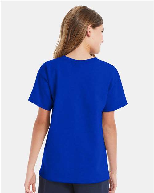 Hanes 5480 Youth Essential-T T-Shirt - Athletic Royal - model back