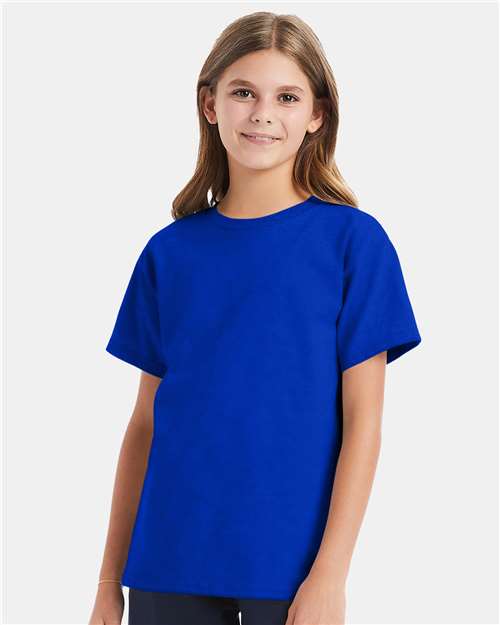 Hanes 5480 Youth Essential-T T-Shirt - Athletic Royal - model front