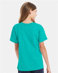 Hanes 5480 Youth Essential-T T-Shirt - Athletic Teal - model back