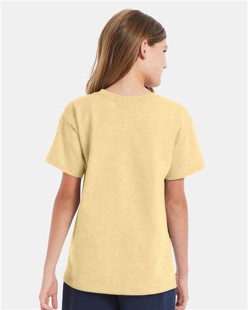 Hanes 5480 Youth Essential-T T-Shirt - Athletic Gold - model back