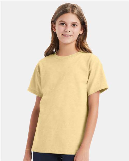 Hanes 5480 Youth Essential-T T-Shirt - Athletic Gold - model front