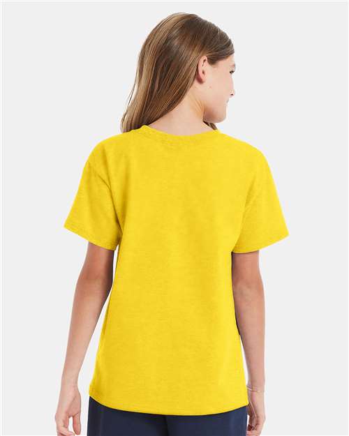 Hanes 5480 Youth Essential-T T-Shirt - Athletic Yellow - model back