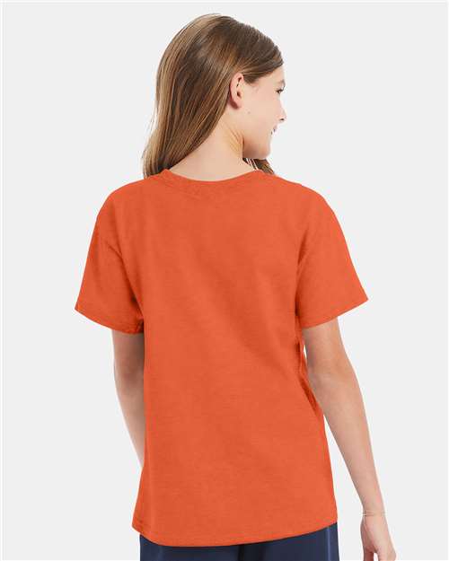 Hanes 5480 Youth Essential-T T-Shirt - Texas Orange - model back