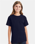 Hanes 5480 Youth Essential-T T-Shirt - Athletic Navy - model front